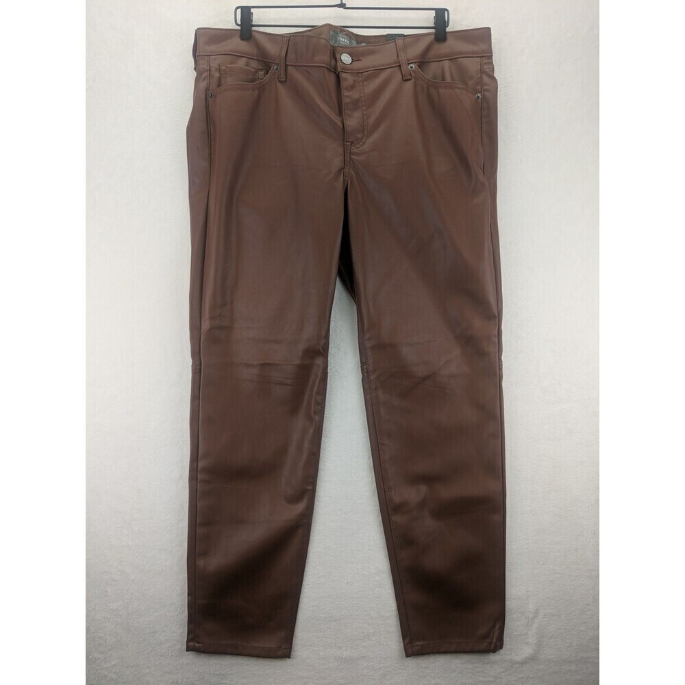 Torrid Perfect Skinny Faux Leather High Rise Pants 16T NWT Root Beer/Brown